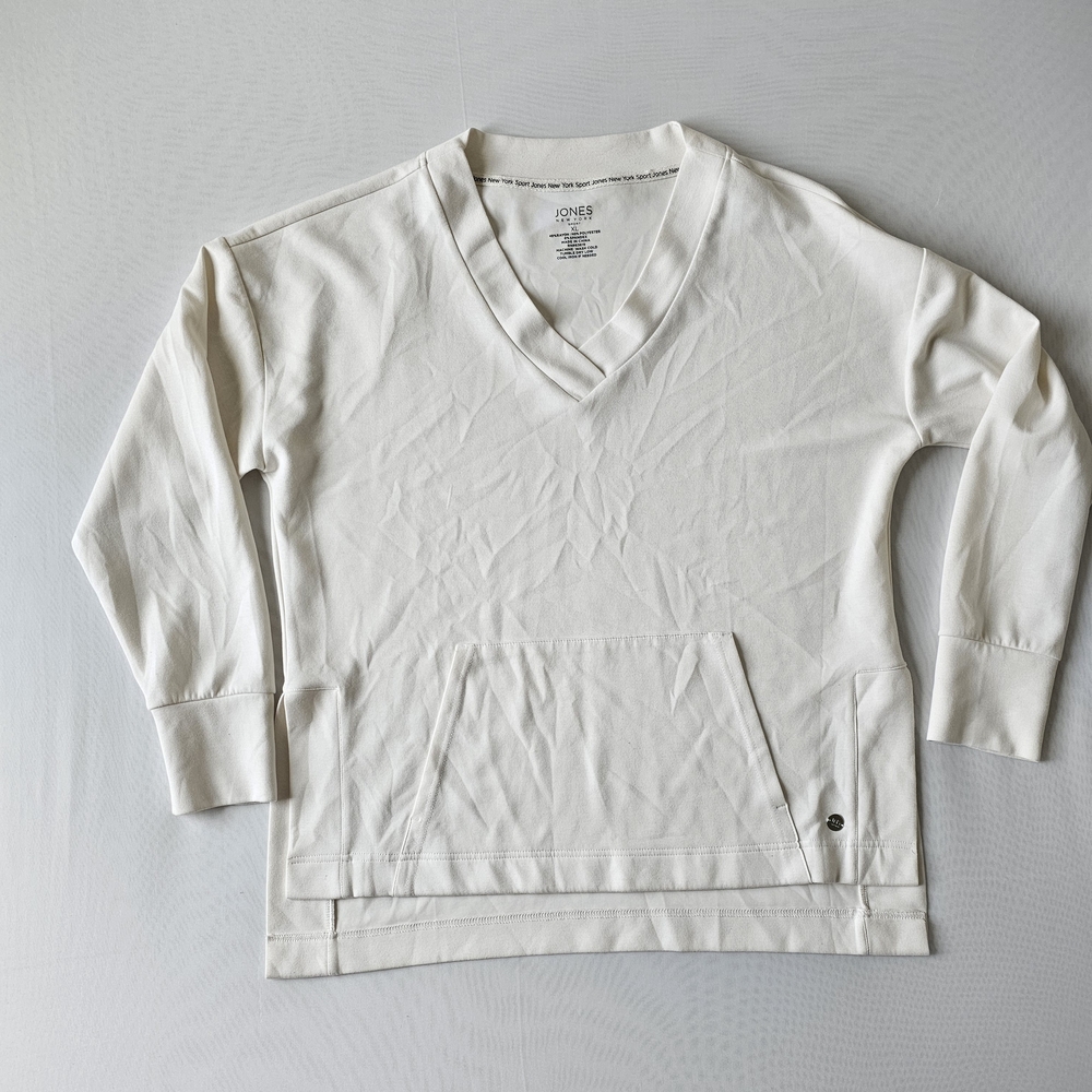 Jones New York Women's White V-Neck Pullover Sweater